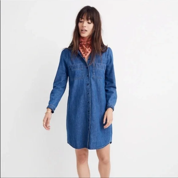 chambray long sleeve dress Mersea Women's Scottie Chambray Dress in Rinse main image 0